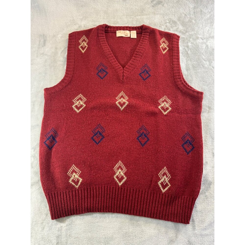 The Fox Collection Vest men's Medium Red Knit Vintage Sweater Vest